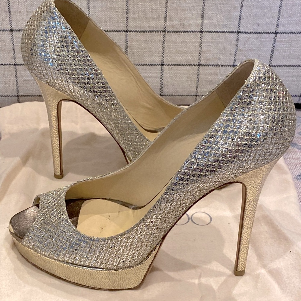 Jimmy Choo peel toes heels. Wedding Prom,glam.